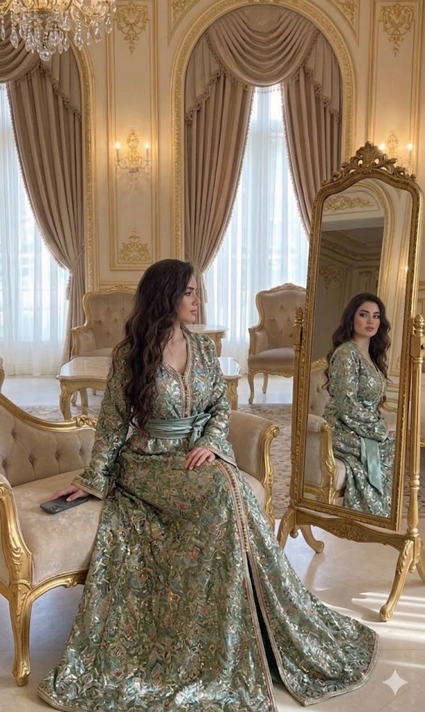 Green sari caftan